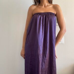 Purple satin maxi skirt with lilac lace trim | One Size